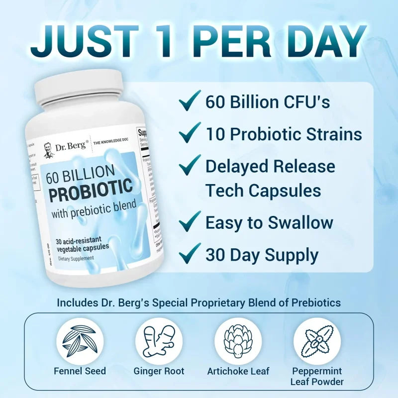 Dr. Berg-60 bilhões de cápsula - Probiotic 60 Billion avaliação e preço